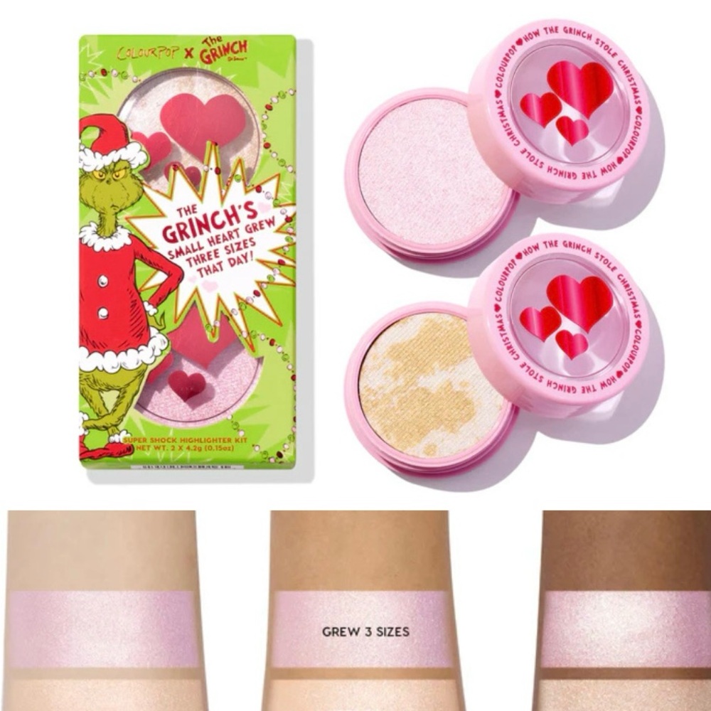 Colourpop Grinch Highlighter Duo - Pink and Gold - Special Edition Collab